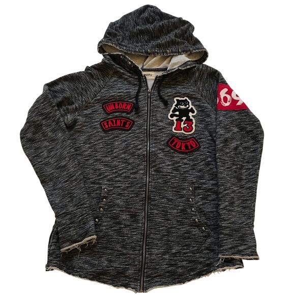 iro-ochi Full Zip Men's Cotton Hoodie Jacket Tokyo Unborn Saints MC EUC Japan - Picture 1 of 11